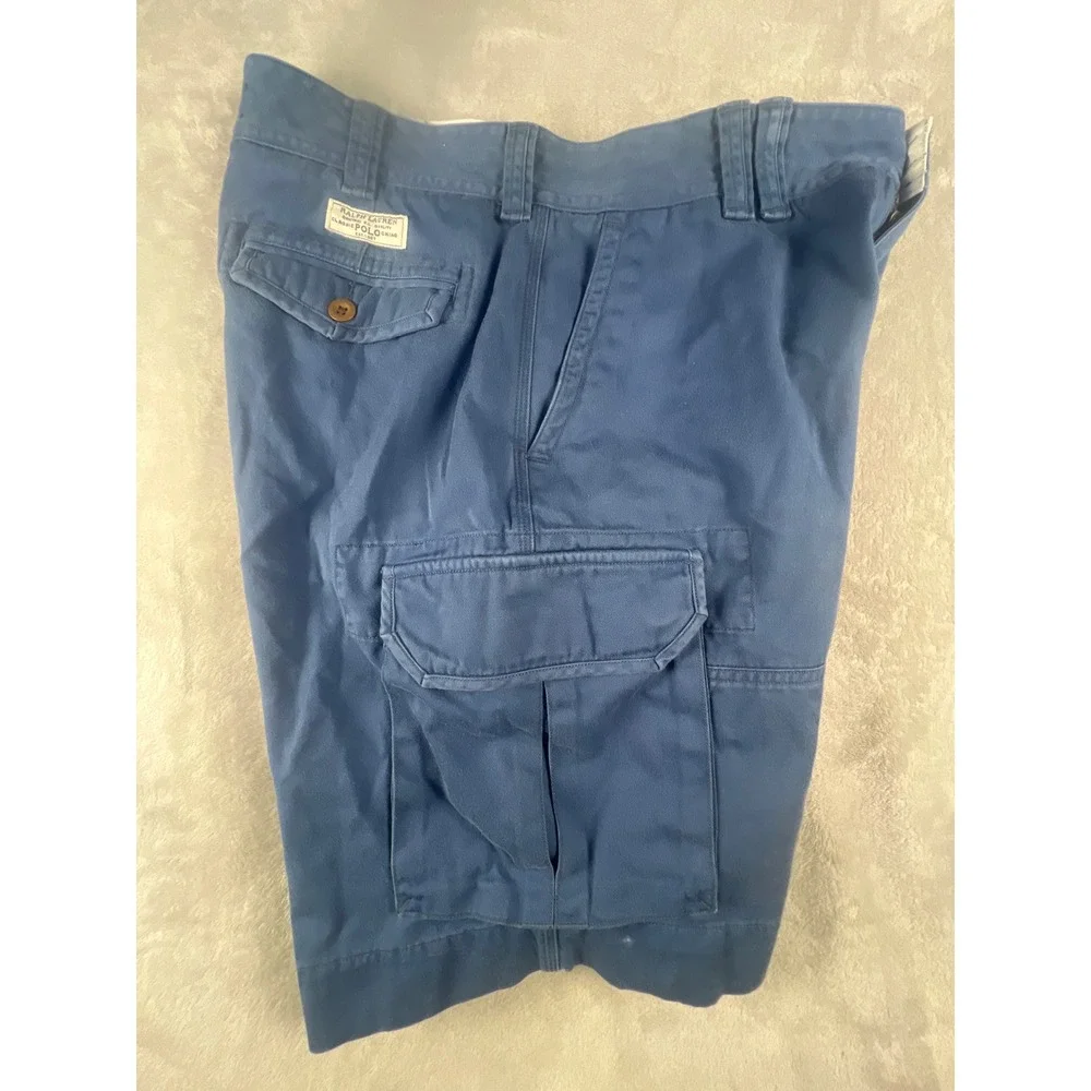Polo Ralph Lauren Mens Blue Cargo Shorts Classic Polo Chino Size 34 Twill Cotton